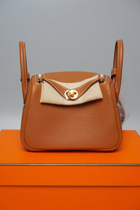 Hermes Mini Lindy in Gold Ghw (Brand New)