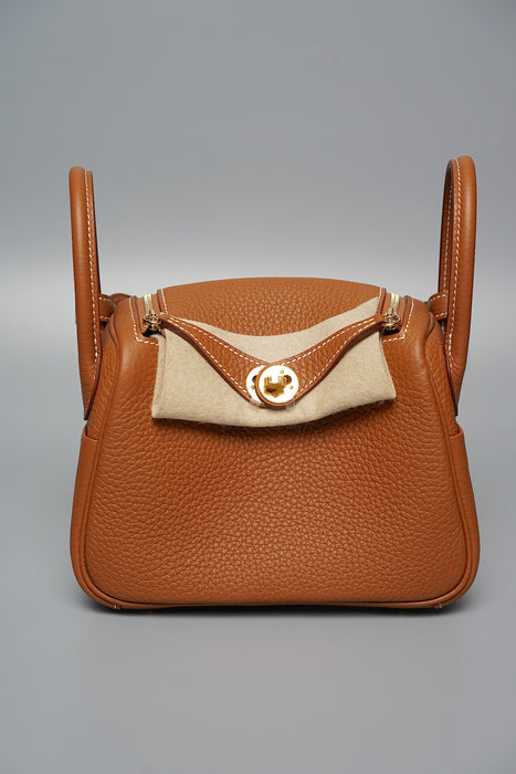 Hermes Mini Lindy in Gold Ghw (Brand New)