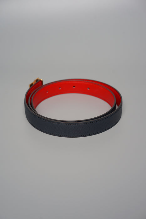 Hermes Medor H Belt in Bleu indigo/Rouge de coeur