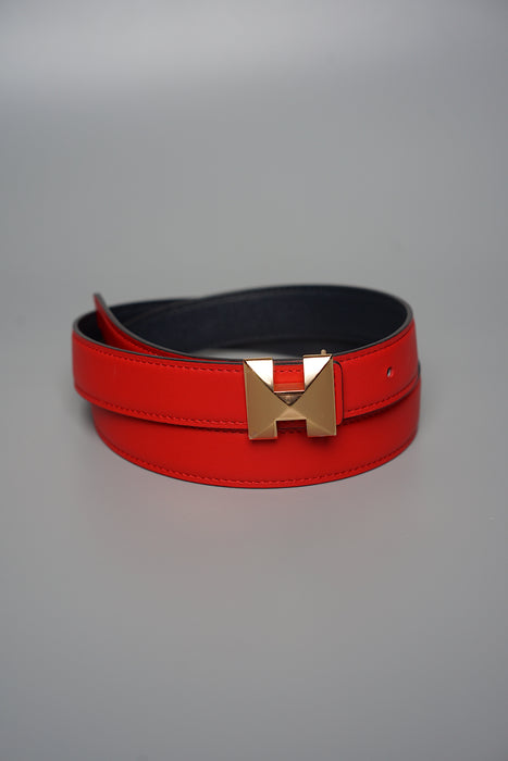 Hermes Medor H Belt in Bleu indigo/Rouge de coeur