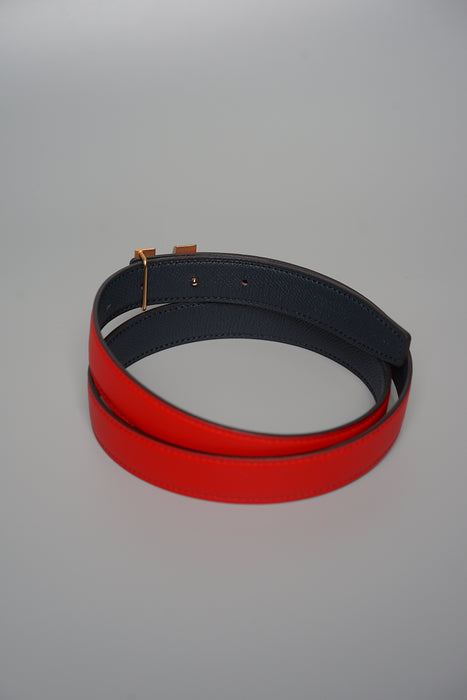 Hermes Medor H Belt in Bleu indigo/Rouge de coeur