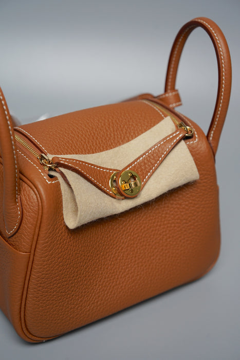 Hermes Mini Lindy in Gold Ghw (Brand New)