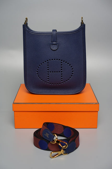 Hermes Mini Evelyne in Blue Sapphire Maurice Ghw