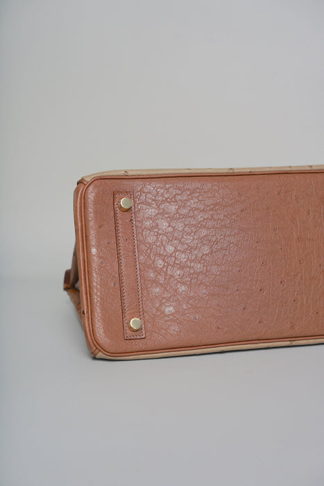 Hermes Birkin 30 in Ghillies Marron  Fonce Ostrich Permabrass
