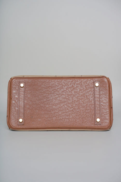 Hermes Birkin 30 in Ghillies Marron  Fonce Ostrich Permabrass