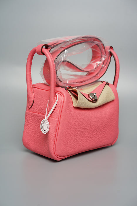 Hermes Mini Lindy II in Rose Azalee Phw (Brand New)