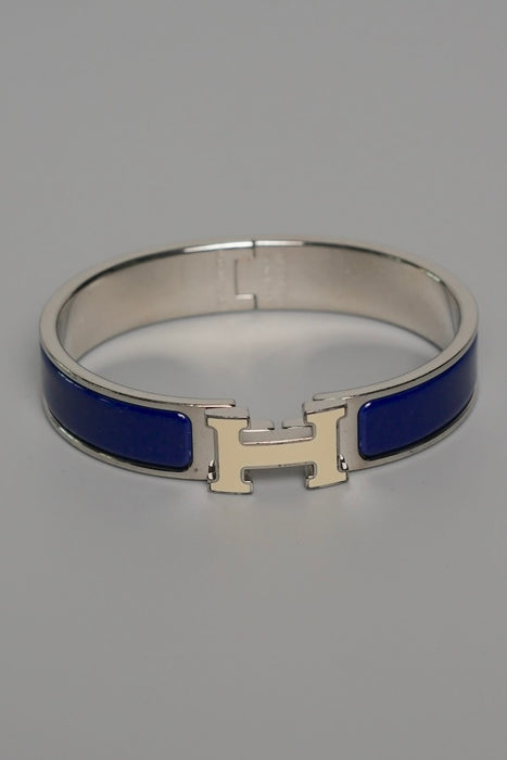 Hermes Clic H Bracelet in Blanc/Belu Indigo Phw PM