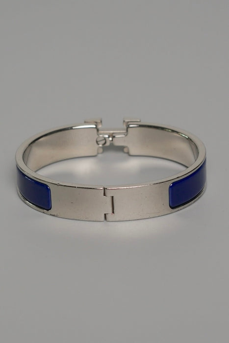 Hermes Clic H Bracelet in Blanc/Belu Indigo Phw PM