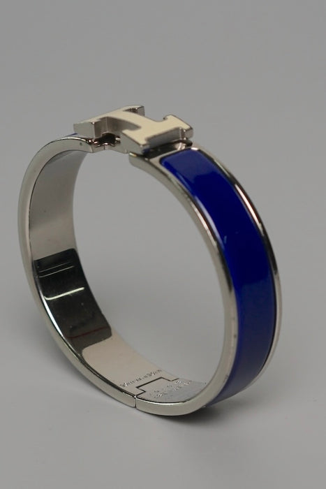 Hermes Clic H Bracelet in Blanc/Belu Indigo Phw PM