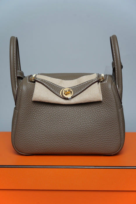Hermes Mini Lindy II in Etoupe Ghw (Brand New)