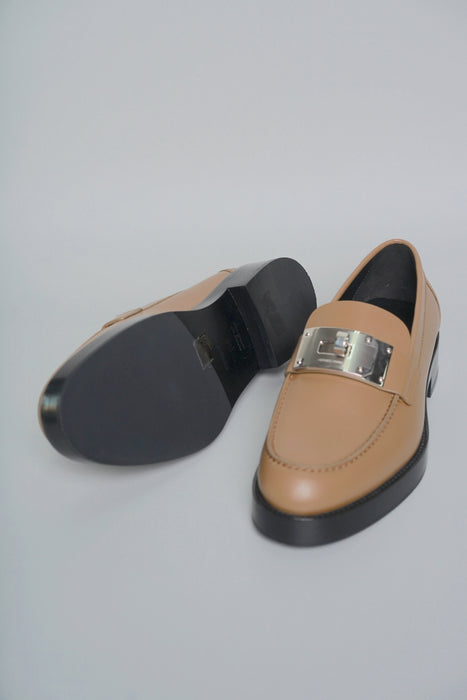 Hermes Paris Loafers in Etoupe Size 38.5 (Brand new)