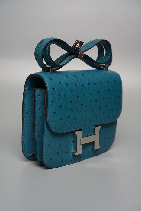 Hermes Constance 18 in Cobalt Ostrich Phw