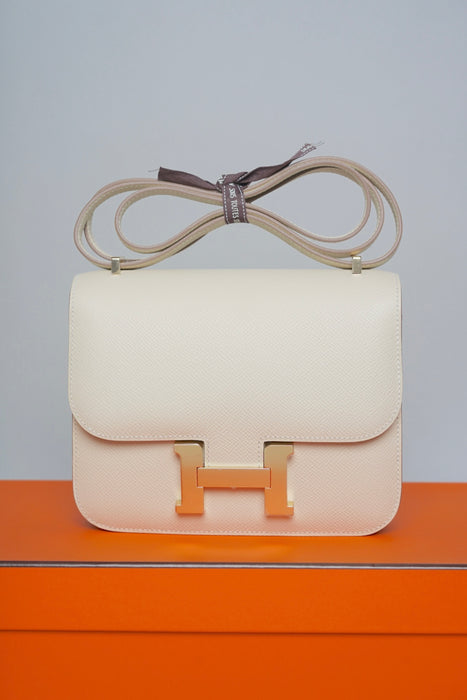 Hermes Constance 18 in Craie Epsom Ghw