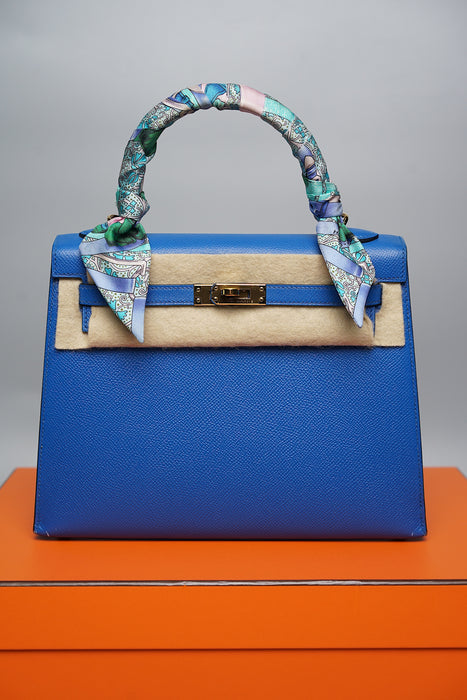 Hermes Kelly 25 Sellier in Bleu Zellige Ghw