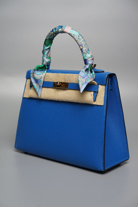 Hermes Kelly 25 Sellier in Bleu Zellige Ghw