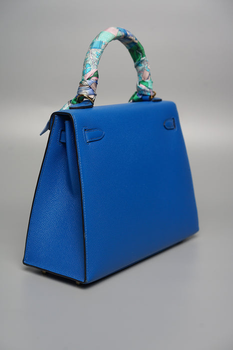 Hermes Kelly 25 Sellier in Bleu Zellige Ghw