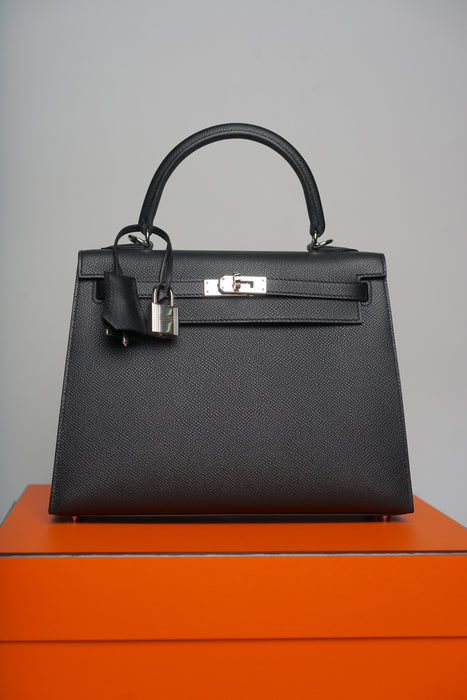 Hermes Kelly 25 II Sellier in Noir Epsom Phw