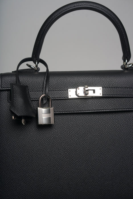 Hermes Kelly 25 II Sellier in Noir Epsom Phw