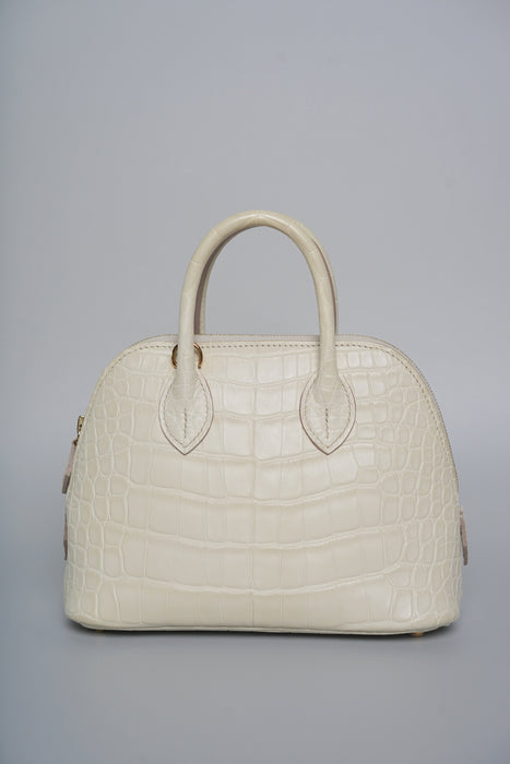 Hermes Mini Bolide in Beton Matte Alligator Ghw