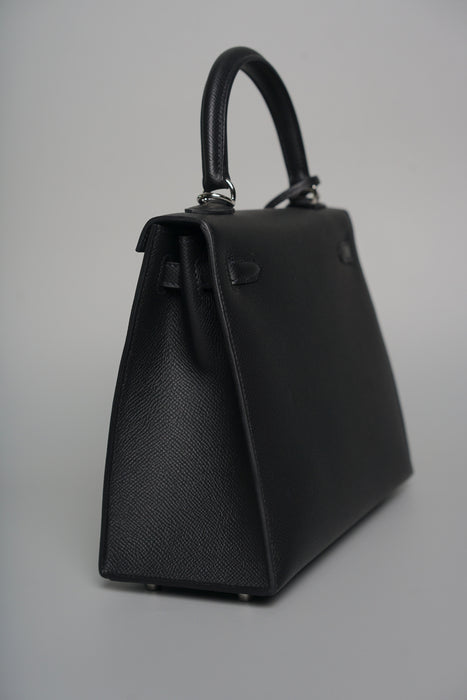 Hermes Kelly 25 II Sellier in Noir Epsom Phw