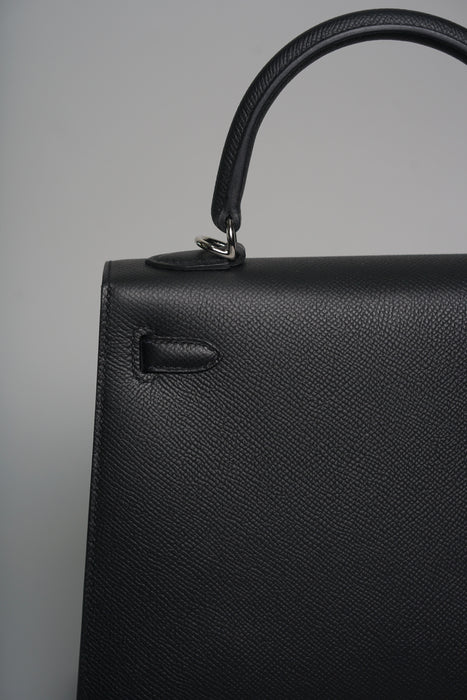 Hermes Kelly 25 II Sellier in Noir Epsom Phw