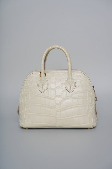 Hermes Mini Bolide in Beton Matte Alligator Ghw