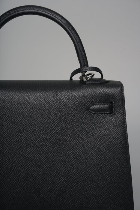 Hermes Kelly 25 II Sellier in Noir Epsom Phw