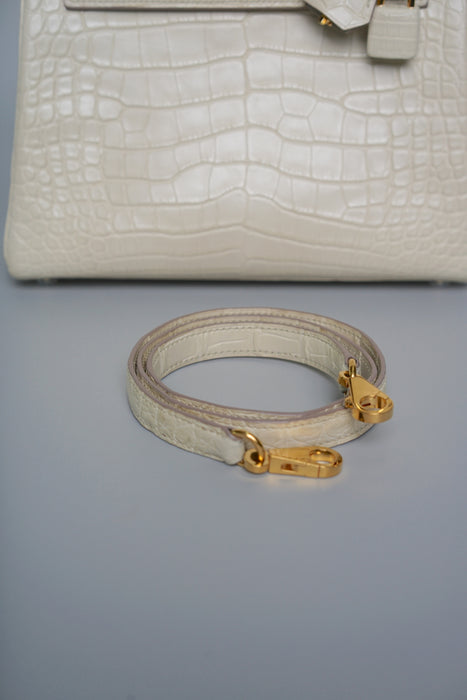 Hermes Kelly 25 in Beton Matte Alligator Ghw