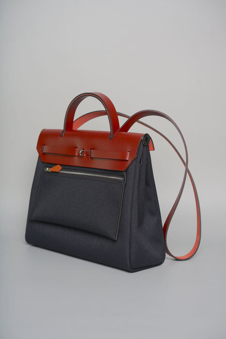 Hermes Herbag 31 in Black/Rouge H Enamel Phw