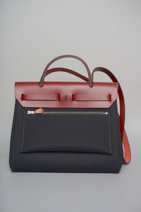 Hermes Herbag 31 in Black/Rouge H Enamel Phw
