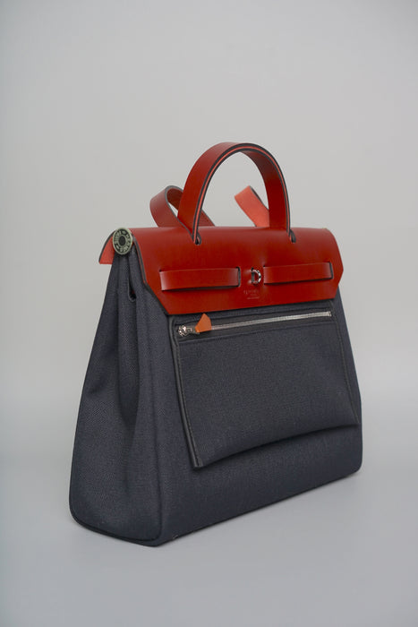 Hermes Herbag 31 in Black/Rouge H Enamel Phw