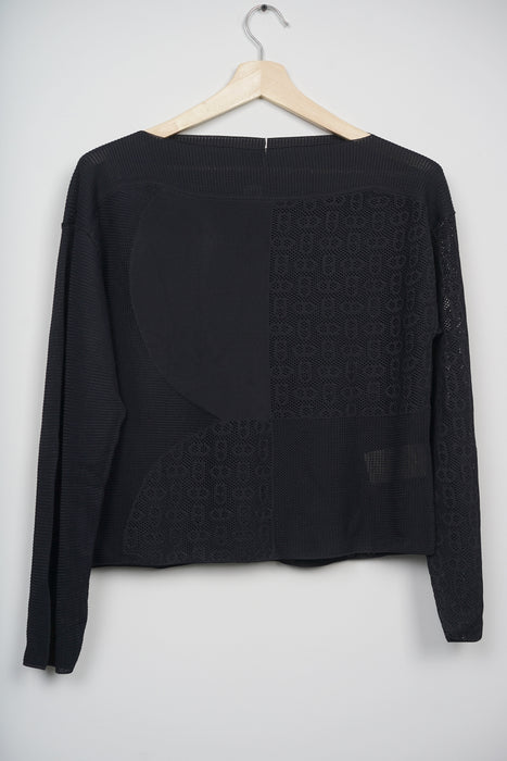 Hermes "Ex-Libris" Short Sleeve Twillaine Sweater in Noir Size 40 (Brand New)