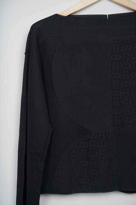 Hermes "Ex-Libris" Short Sleeve Twillaine Sweater in Noir Size 40 (Brand New)