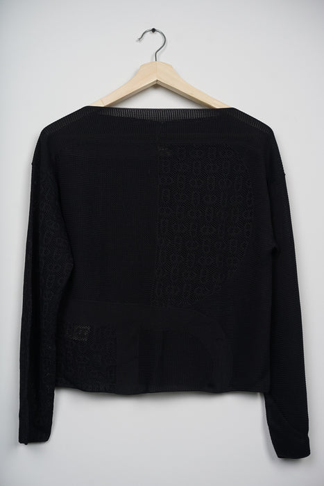 Hermes "Ex-Libris" Short Sleeve Twillaine Sweater in Noir Size 40 (Brand New)