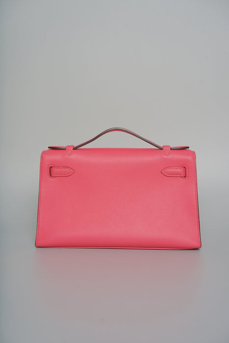 Hermes Kelly Pochette in Rose Lipstick Swift Ghw