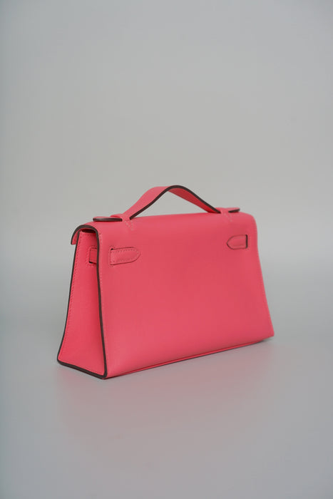 Hermes Kelly Pochette in Rose Lipstick Swift Ghw