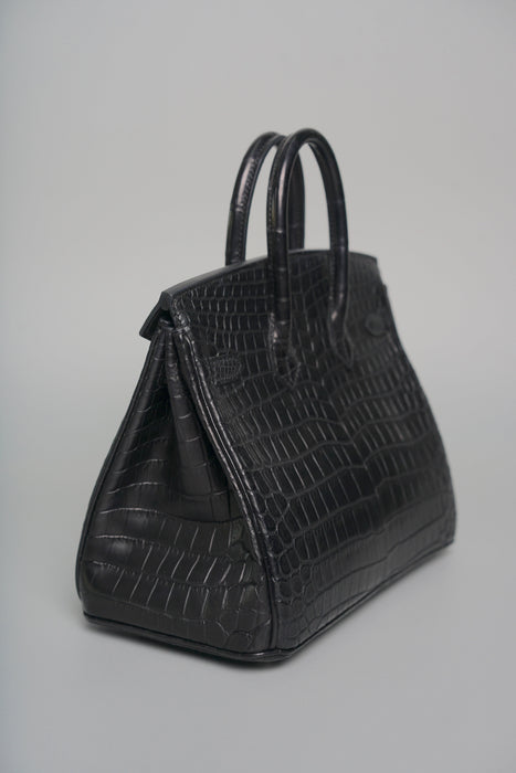 Hermes Birkin 25 in Black matte niloticus Phw (Brand New)