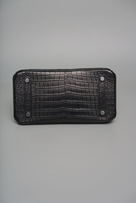Hermes Birkin 25 in Black matte niloticus Phw (Brand New)