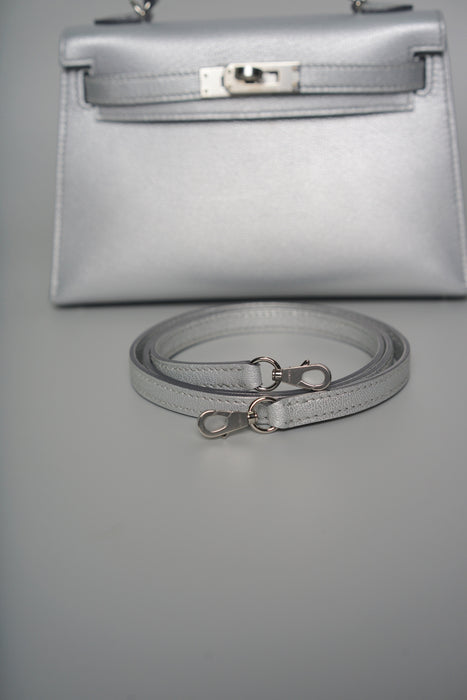 Hermes Kelly 20 in Gris Argente Chevre Phw