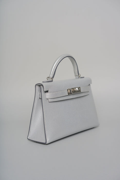 Hermes Kelly 20 in Gris Argente Chevre Phw