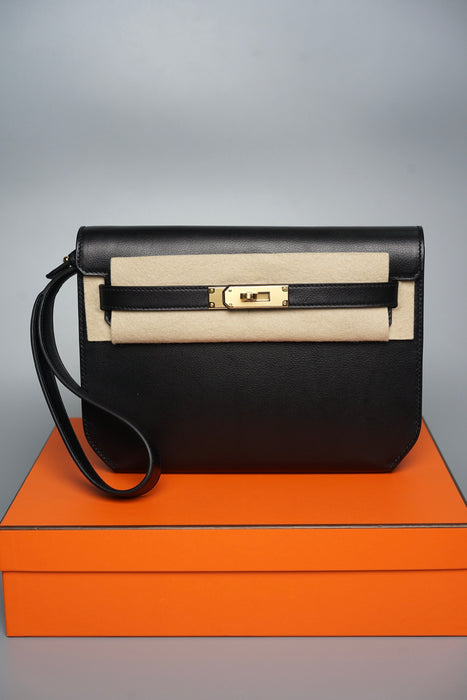 Hermes Kelly Depeches in Black Ghw (Brand New)