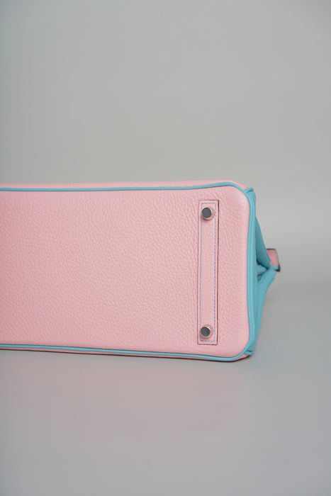 Hermes Birkin 30 HSS in Rose Sakura x Blue Atoll Clemence Brushed Phw (Brand new)