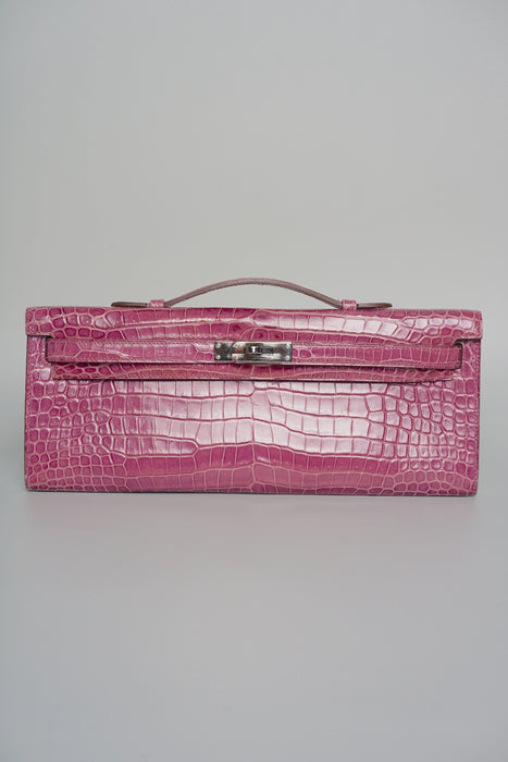 Hermes Kelly Cut in Violet Shiny Porosus Phw