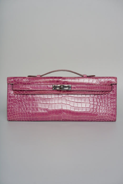 Hermes Kelly Cut in Violet Shiny Porosus Phw