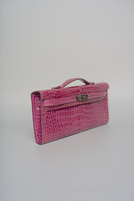 Hermes Kelly Cut in Violet Shiny Porosus Phw