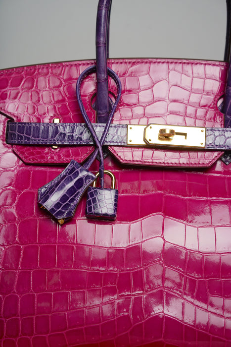 Hermes Birkin 30 HSS in Rose Scheherazade x amethyst shiny niloticus Ghw