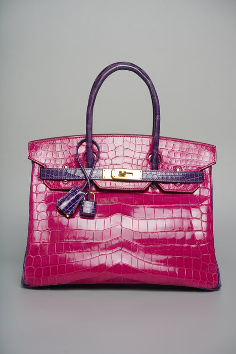 Hermes Birkin 30 HSS in Rose Scheherazade x amethyst shiny niloticus Ghw