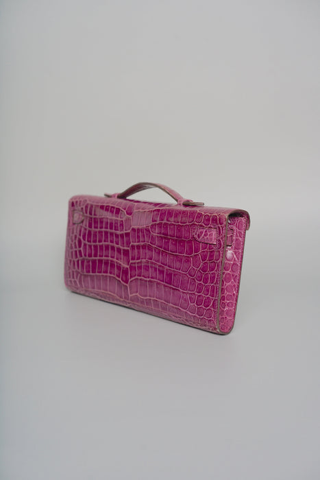 Hermes Kelly Cut in Violet Shiny Porosus Phw