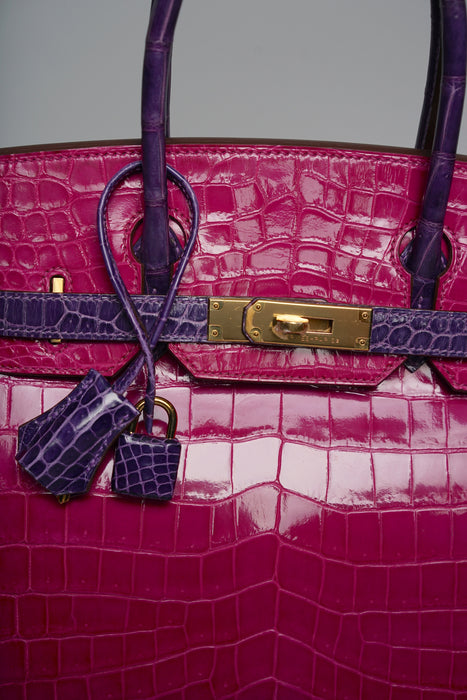Hermes Birkin 30 HSS in Rose Scheherazade x amethyst shiny niloticus Ghw