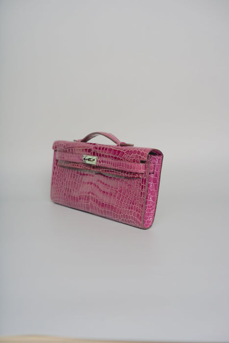 Hermes Kelly Cut in Violet Shiny Porosus Phw